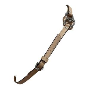 COACH LEATHER TAN BELT W SILVER TONE HARDWARE & UNIQUE DUAL RING CLASP & BUCKLE